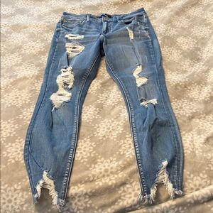 Express Ripped Blue Skinny Jeans
